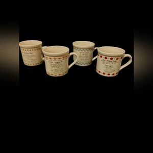 4 Vintage Kay Dee Designs 1970's Ceramic Stoneware Recipe Mug Collectible Set